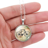 Bicycle & Map Glass Cabochon Necklace - Jo-products,  - cycling & fishing,