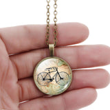 Bicycle & Map Glass Cabochon Necklace - Jo-products,  - cycling & fishing,